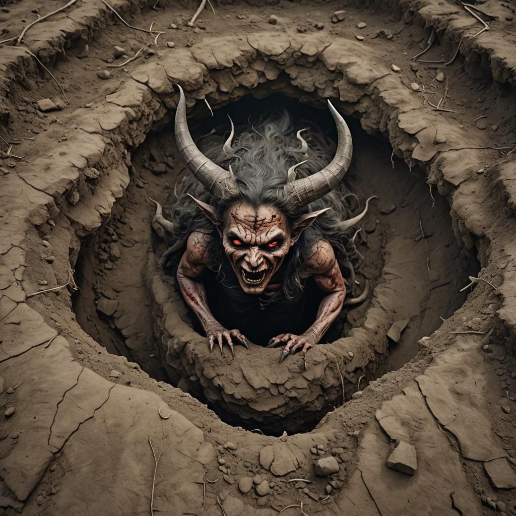 Hyperrealistic She Devil in Burial Mounds