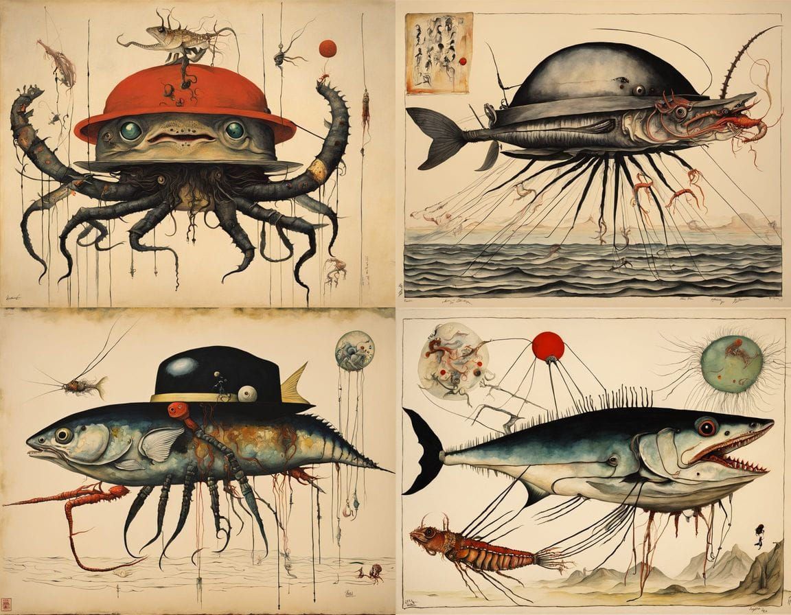 Surreal Hybrid Creature in Japanese Art Style
