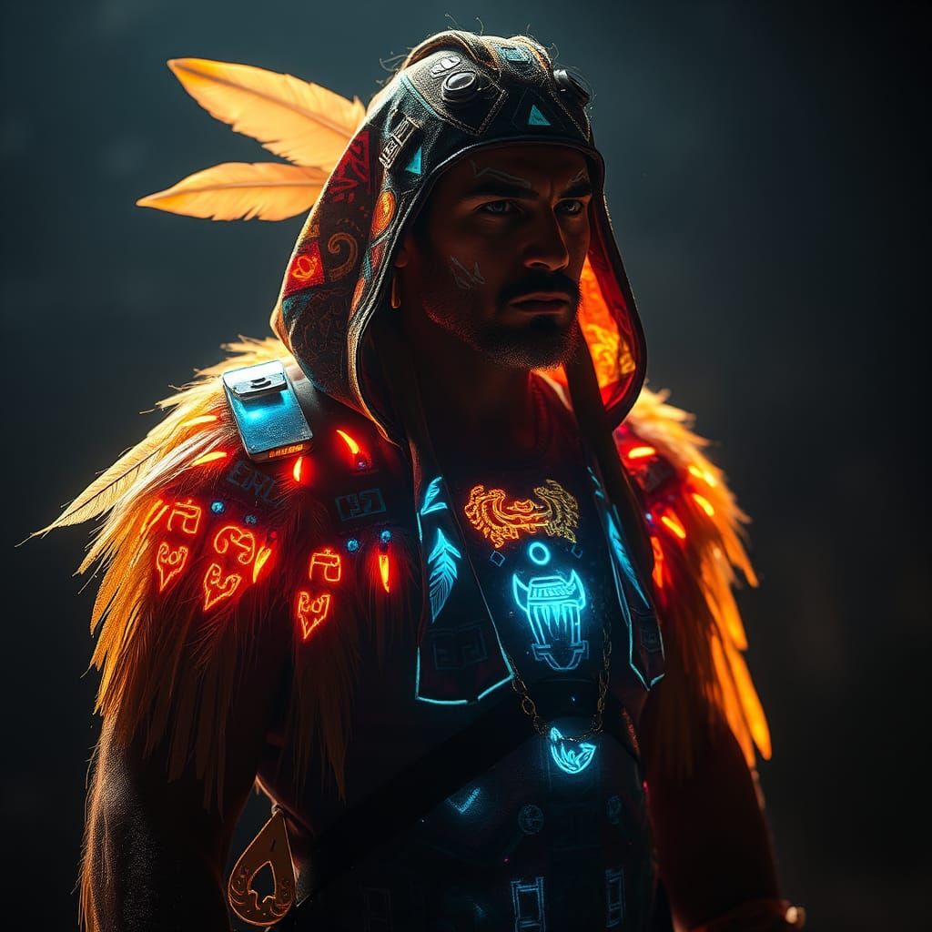 Radiant Shaman Figure in Prismatic Light