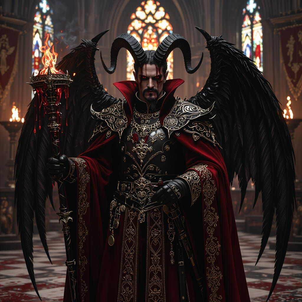Demon Cardinal in Hell's Gothic Cathedral