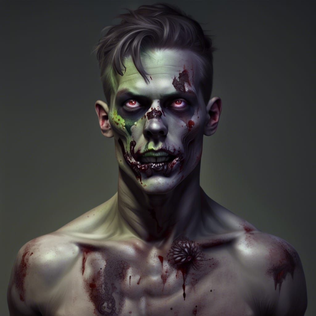 Handsome Shirtless Zombie Portrait