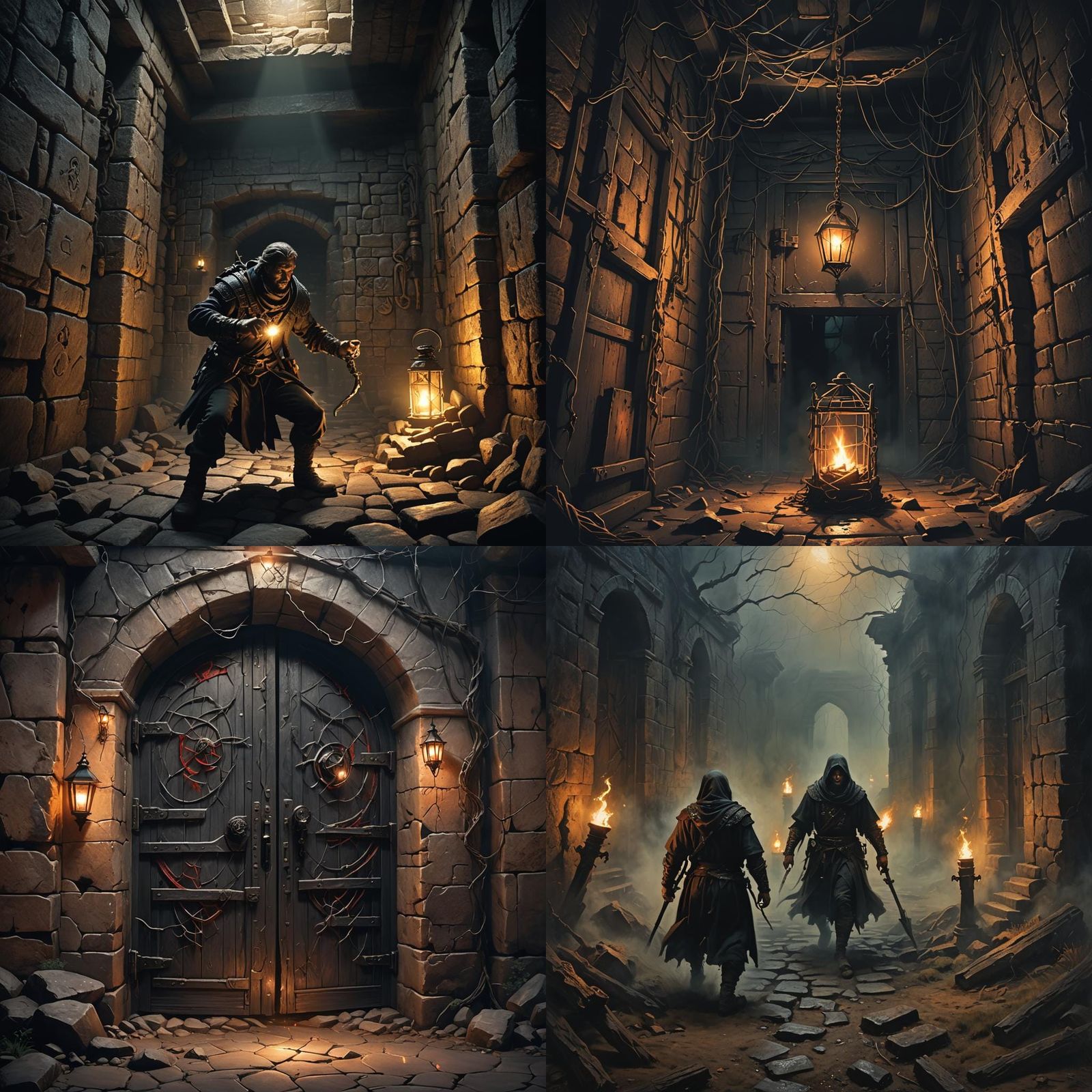 Sinister Trap Guards Secret Room: Gothic Fantasy Art