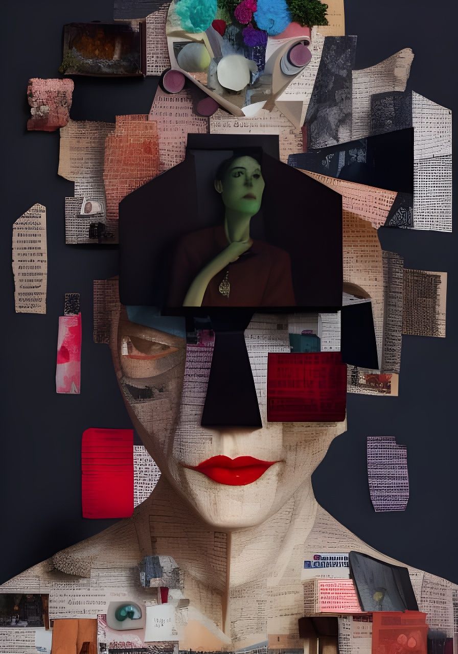 Futuristic Flowers of Memory in Collage Style