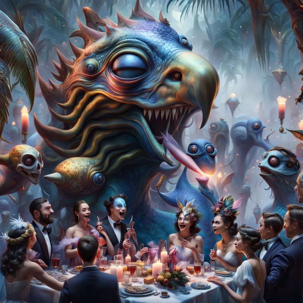 Cartoon Characters Party as Surreal 3D Render