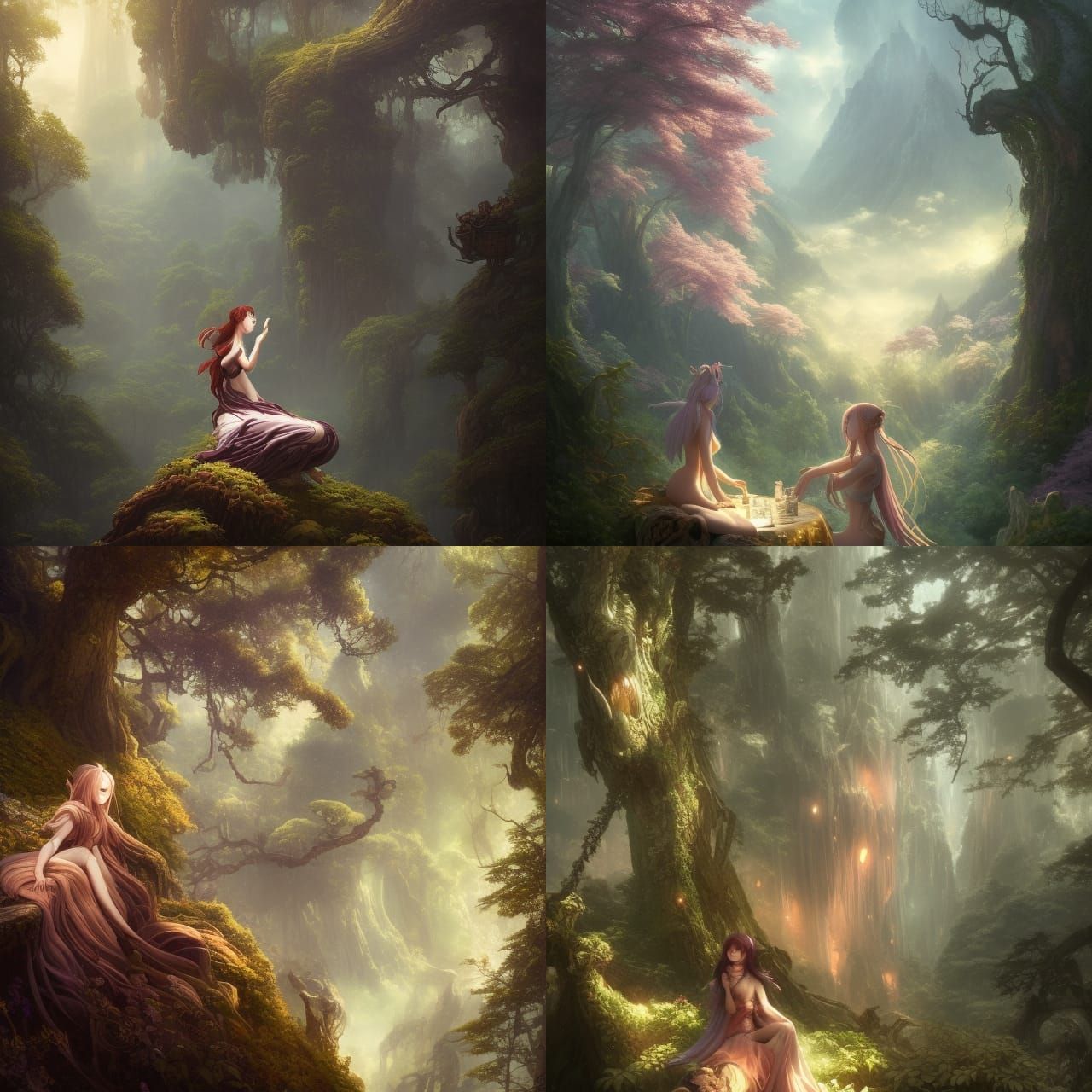 Hercules Sipping Wine: Anime-Inspired Forest Fantasy