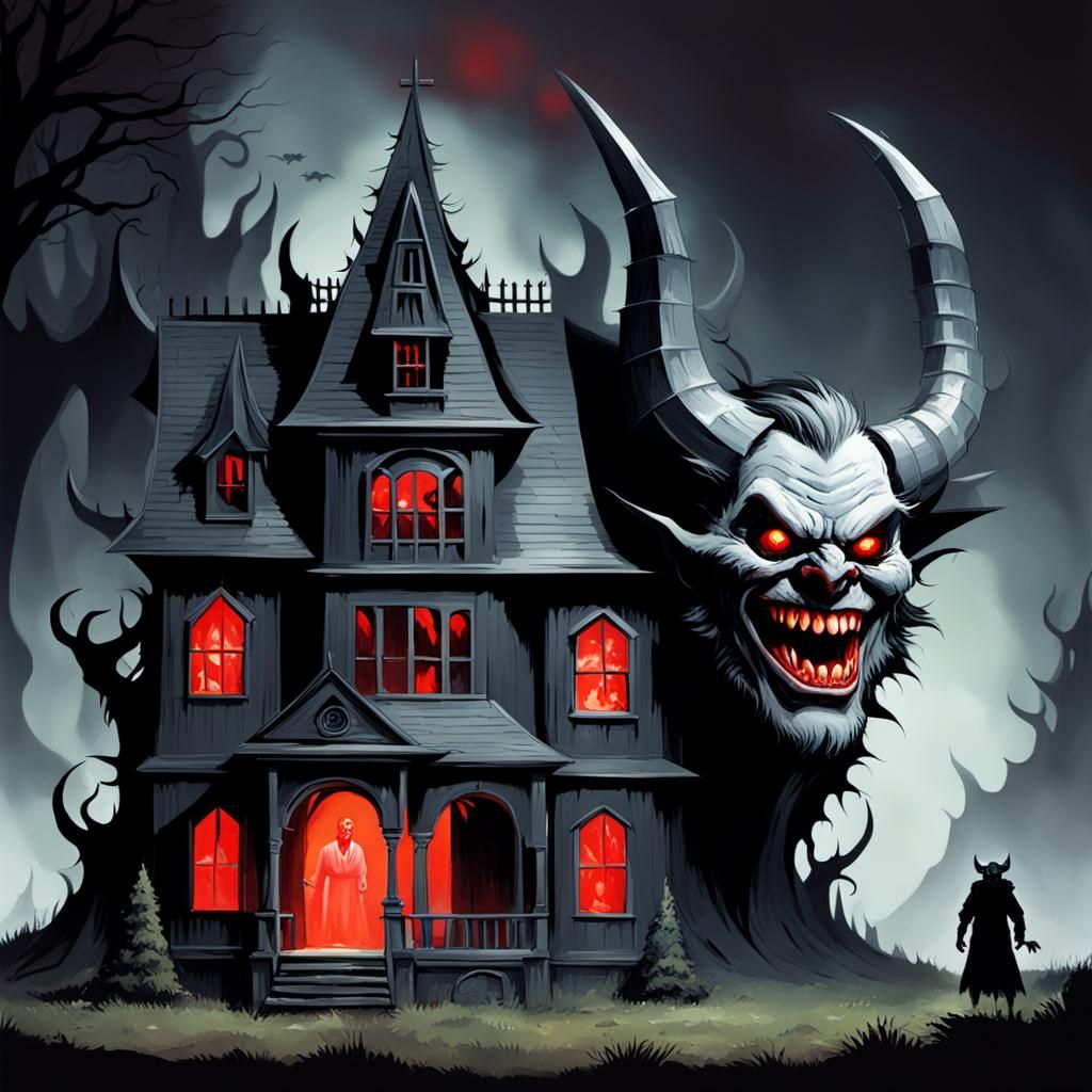 Sinister Demon Laughing in the Shadows