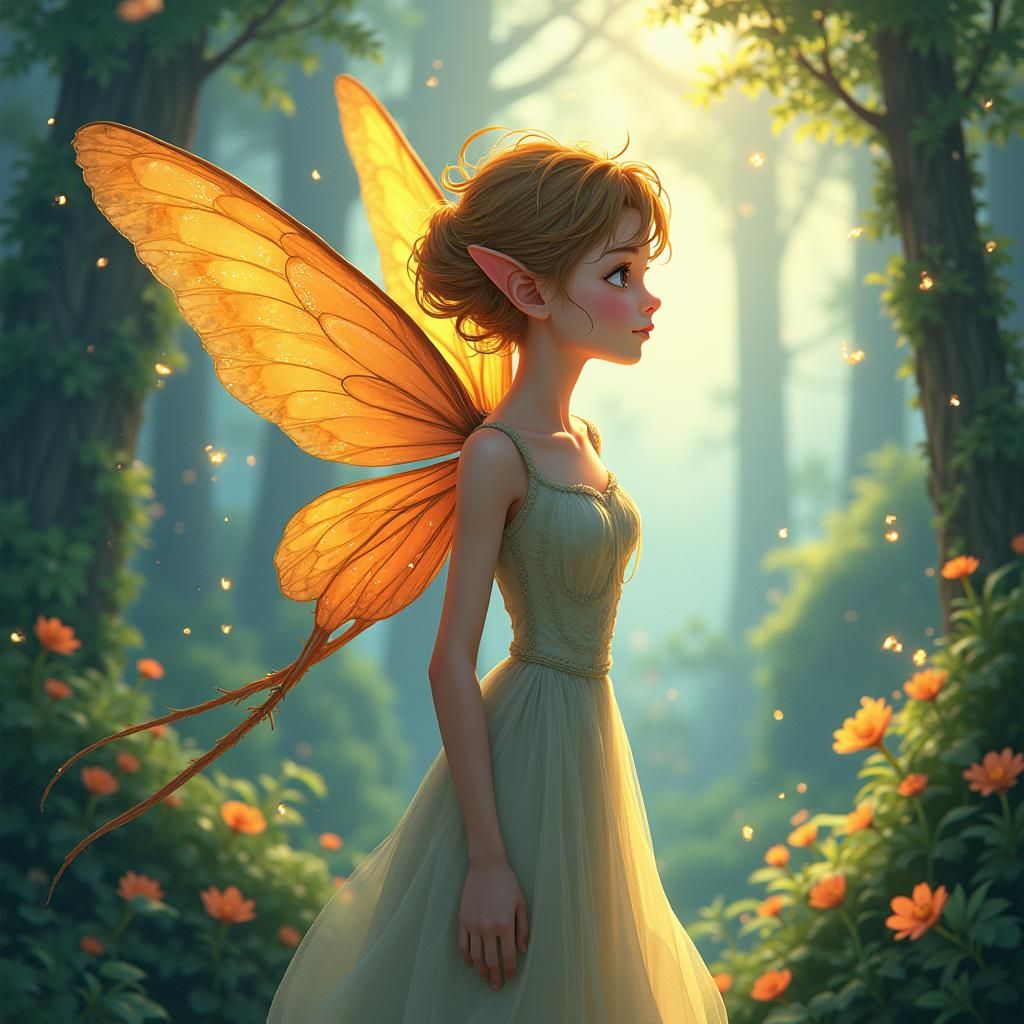 Vibrant Fairy in Ghibli-Inspired Anime Style