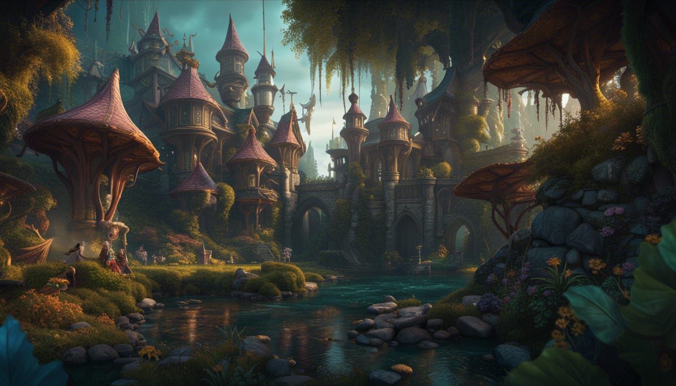 Fairies Village Detailed Matte Painting in 8K