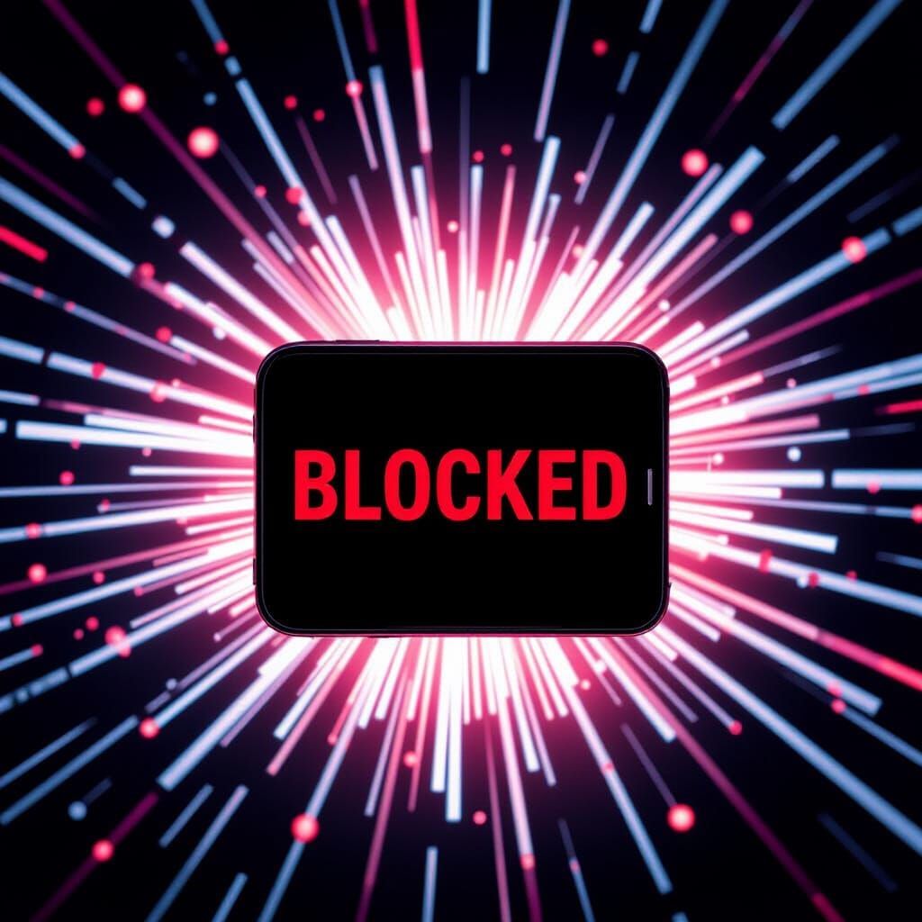 Phone Screen Shows BLOCKED in Red and Black