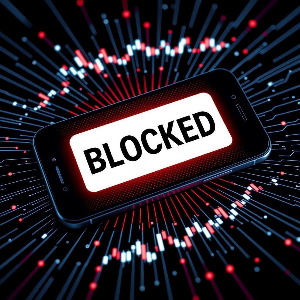 Phone Screen Shows BLOCKED Message in Red and Black