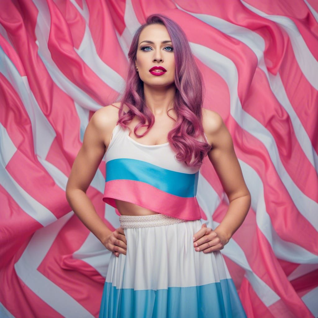 Transgender Woman Portrait in Propaganda Art Style