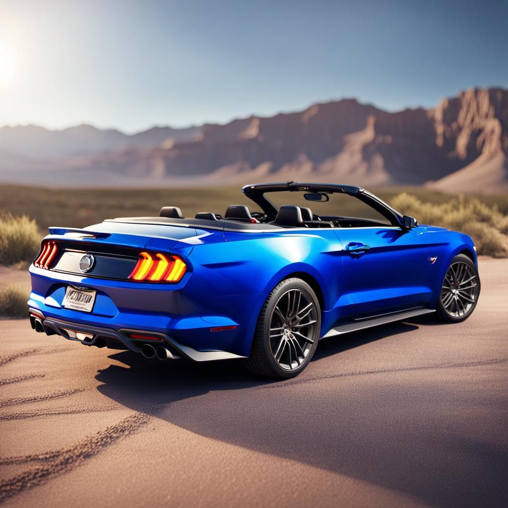 Royal Blue Mustang GT Convertible with Pride Flag