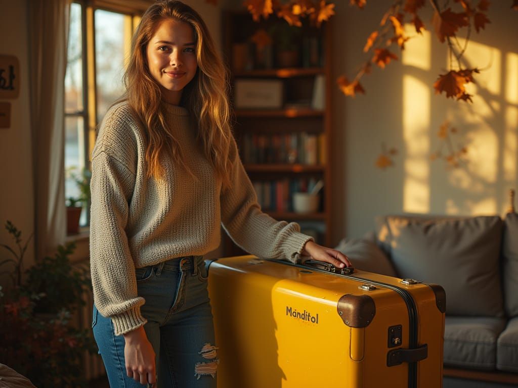 Nostalgic Autumn Travel Scene in Photorealistic Style