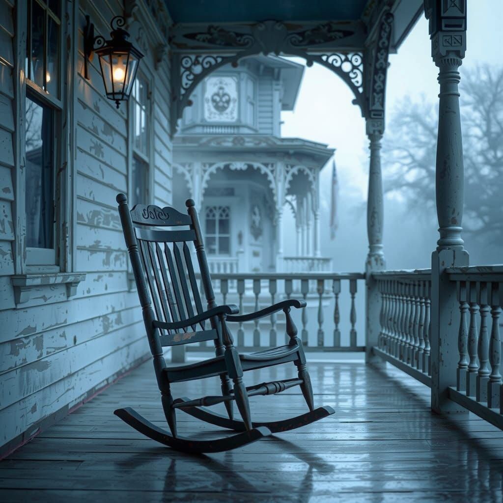 Haunted Mansion Porch: Victorian Rocking Chair in Gothic Sty...