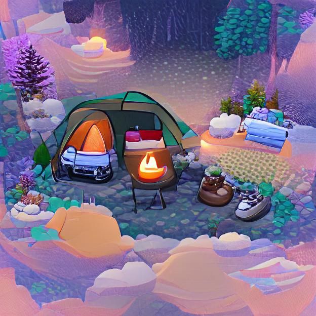 Starlit Camping Scene: A Cozy Night Under the Stars