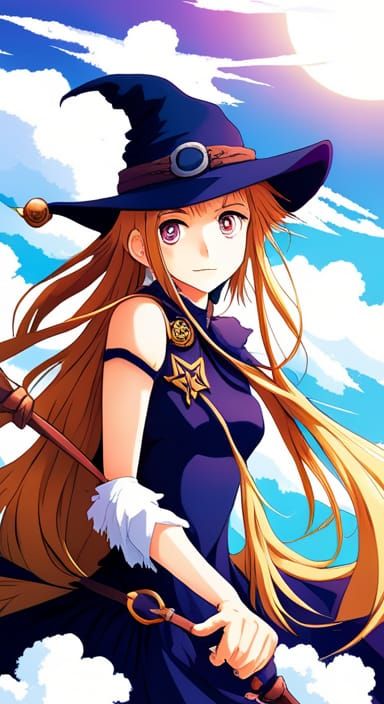 Anime Witch Girl in Ghibli Style
