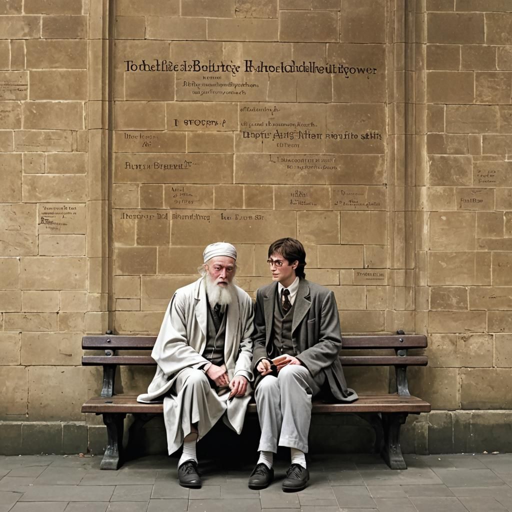 Harry Potter and Dumbledore on Platform 9 3/4