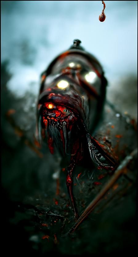Photorealistic Face of Death Pouring Blood