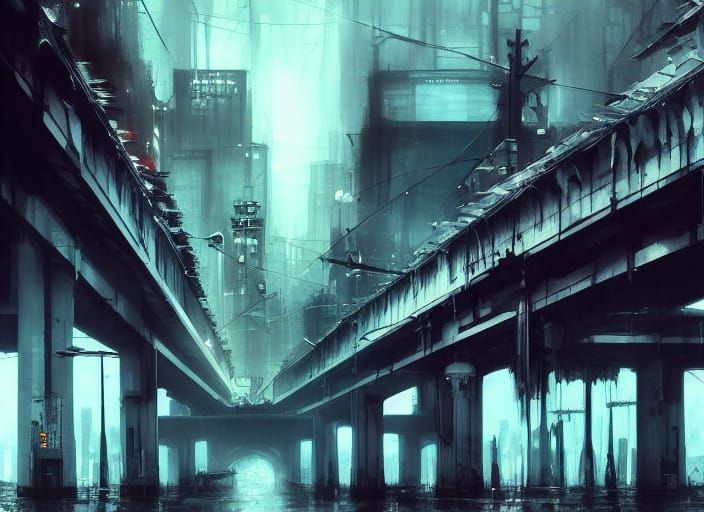Sinister Futuristic Cityscape at Dusk