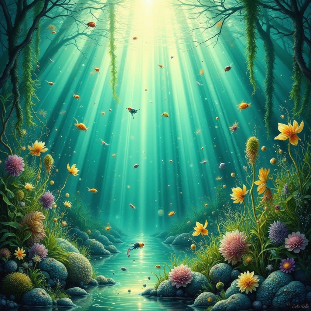 Dreamy Fae in Sea Green Depths