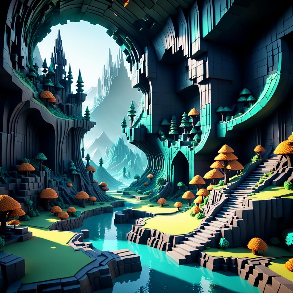 Voxel Fantasy Scene