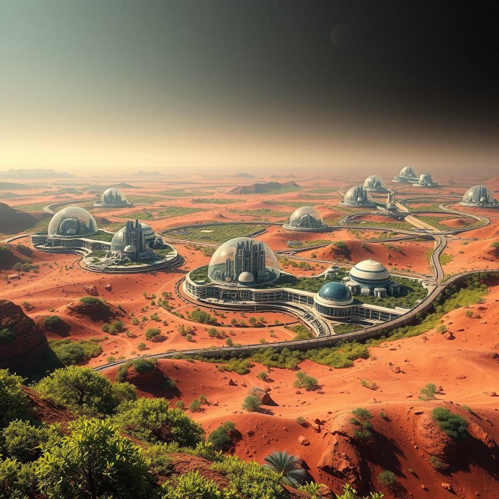 Futuristic Martian Cities Thrive Under Glass Domes