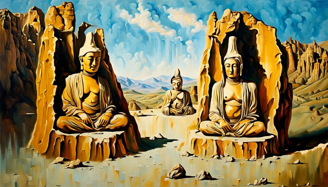 Surreal Buddhas of Bamiyan in Dali Style