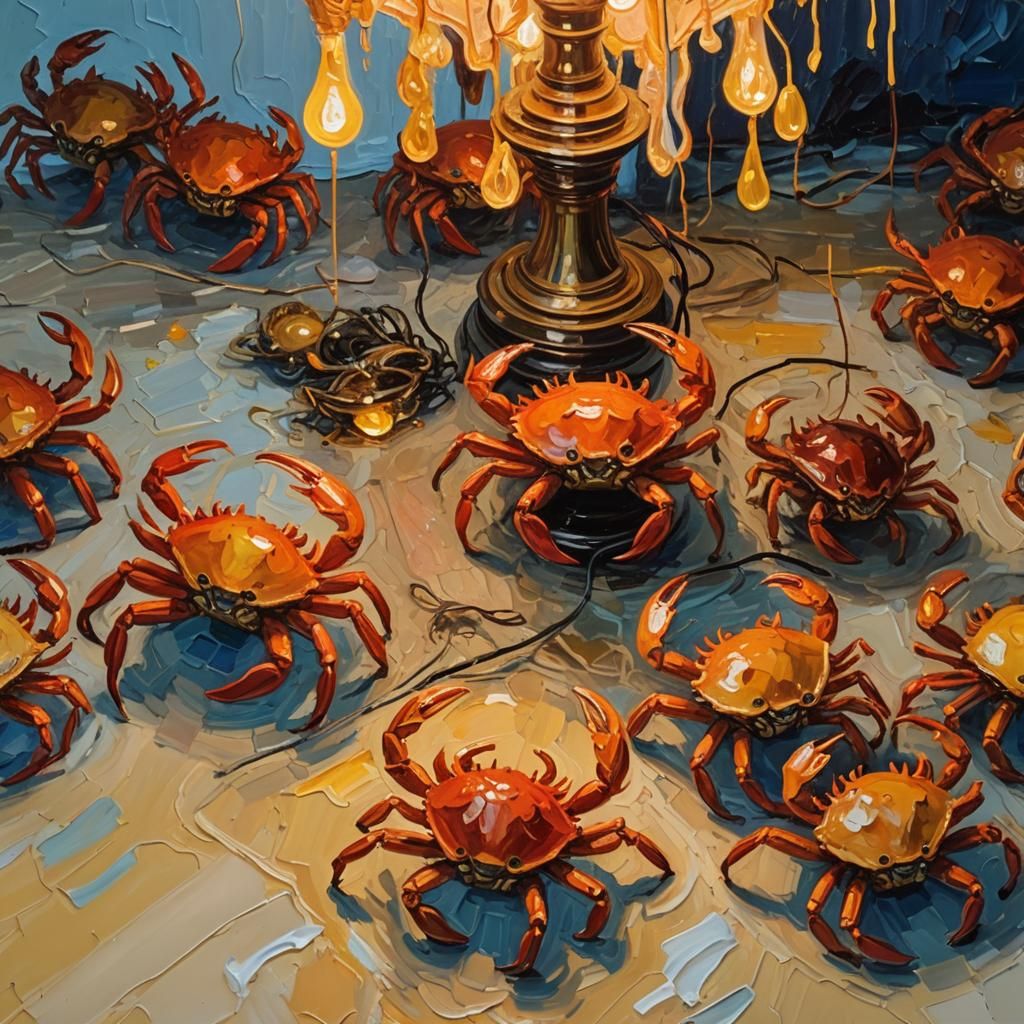 Crab Lamp in Neo-Expressionist Impasto Painting