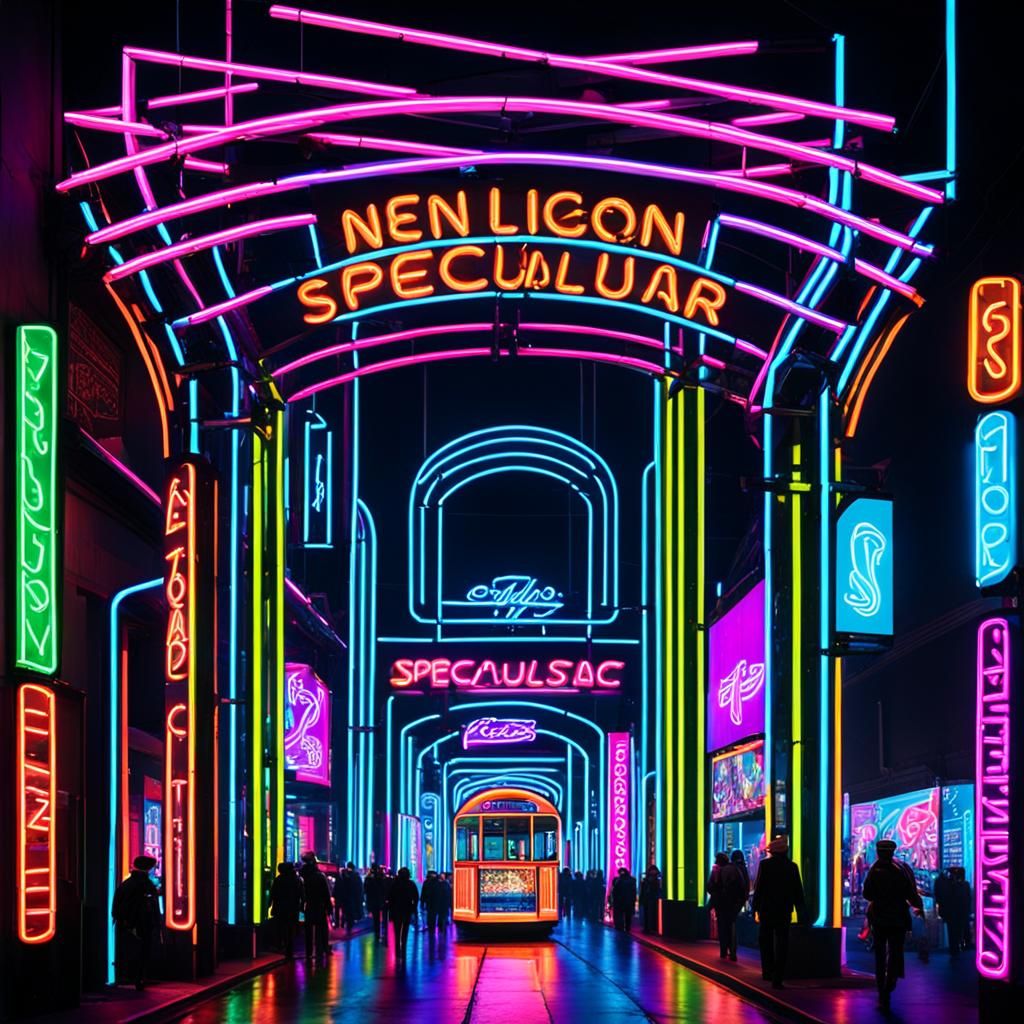 Spectacular Neon Lights in Futuristic Cityscape