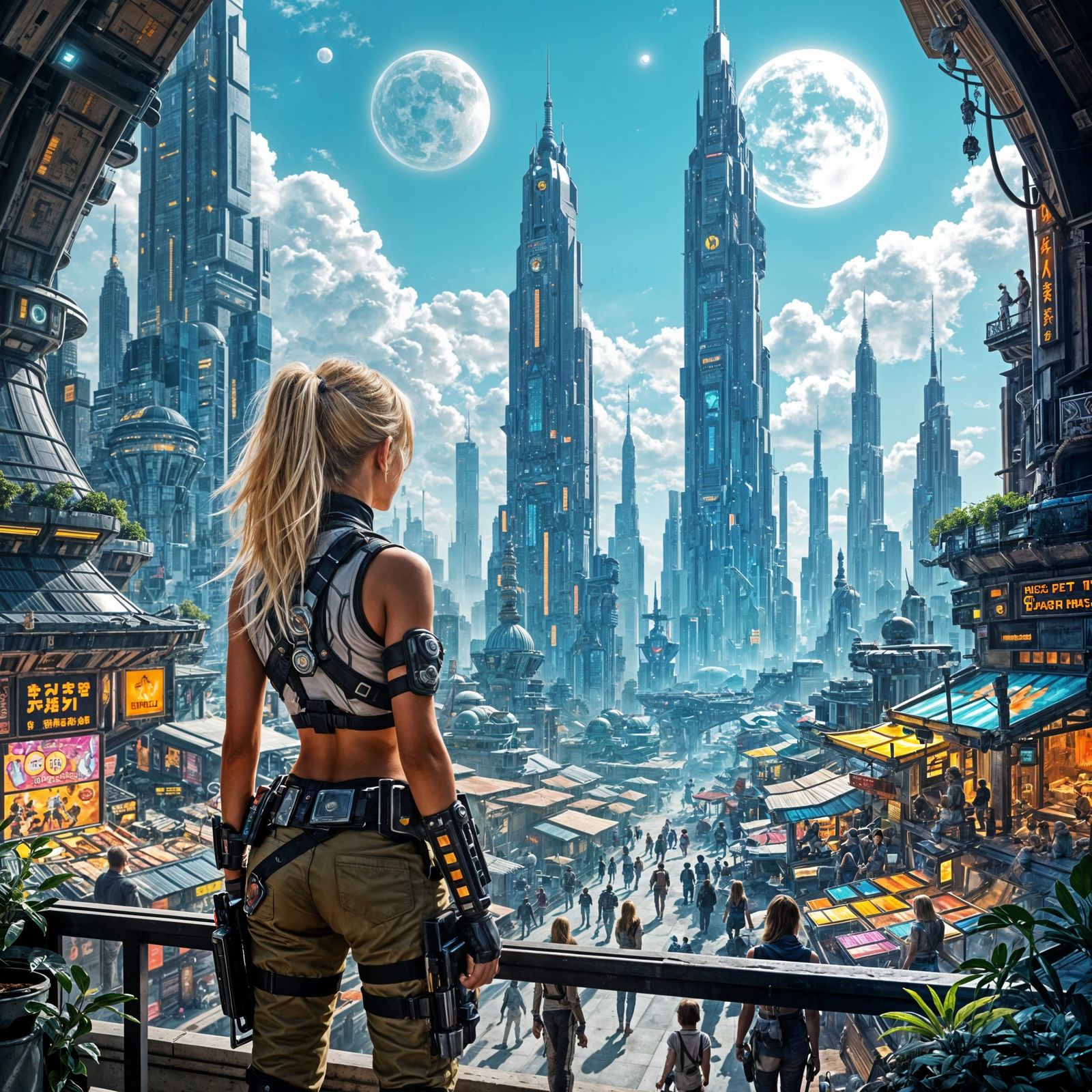 Futuristic Alien Marketplace with Sci-Fi Concept Art Style