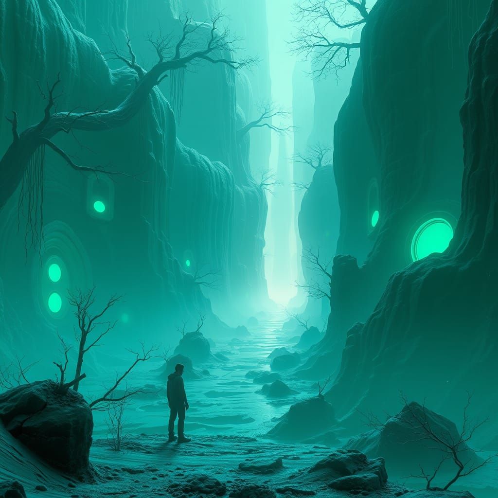 Ethereal Teal Realm in Unreal Engine 5 Style