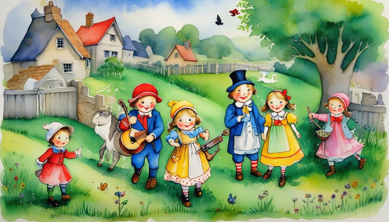 Detailed Watercolor Nursery Rhyme Illustration