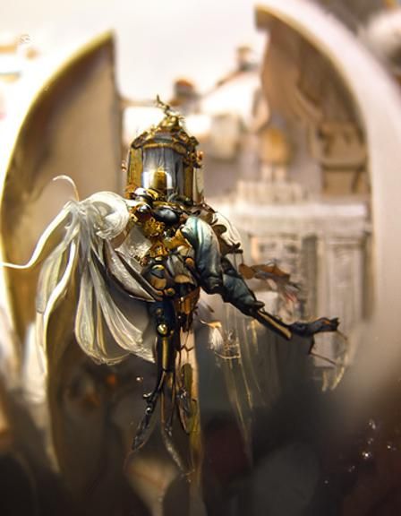 Winged Knight in Art Nouveau Style