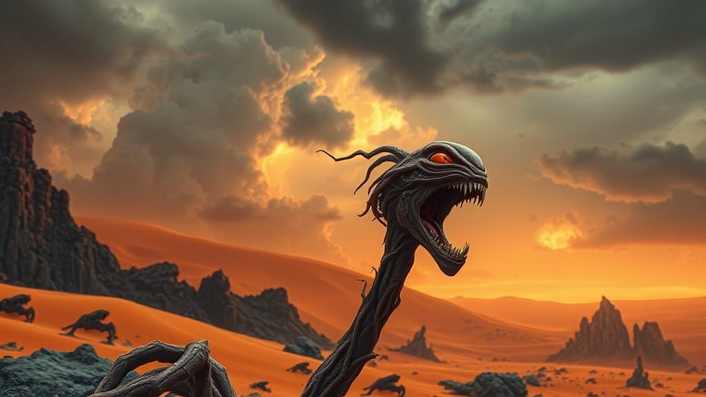 Alien Root Creature on a Barren Planet