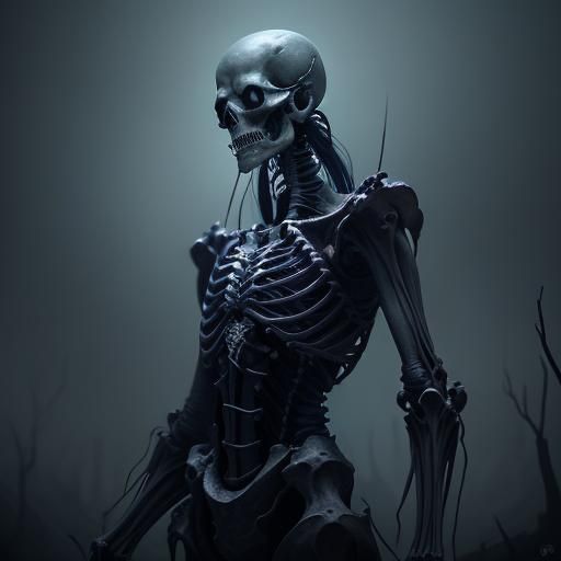 Dark Fantasy Portrait: The Bone Weaver in Skeletal Detail