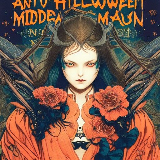 Girl in Halloween Costume Art Poster