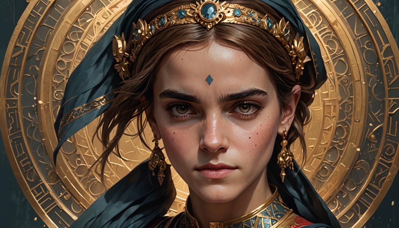 Emma Watson as Nefertiti: Hyperdetailed Portrait