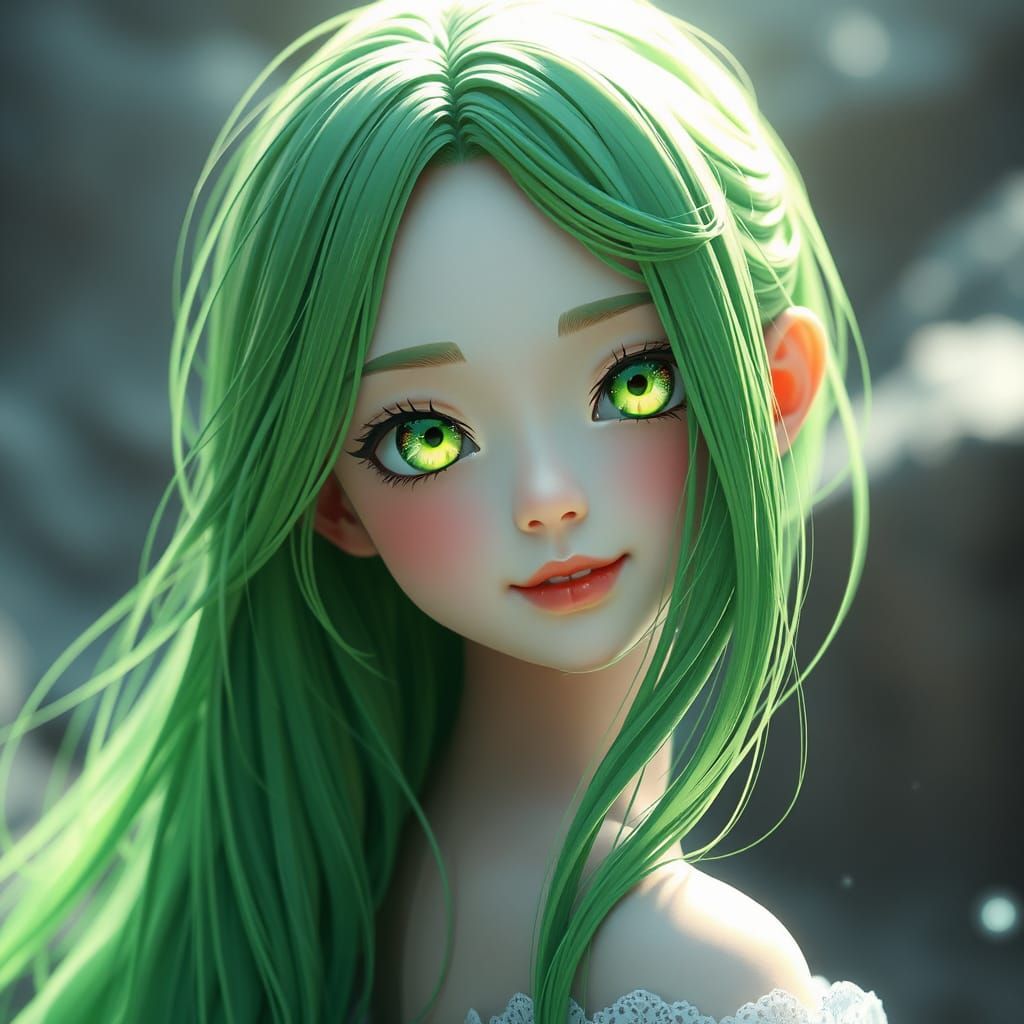 Ethereal Anime Goddess Radiates Joy and Luminescence