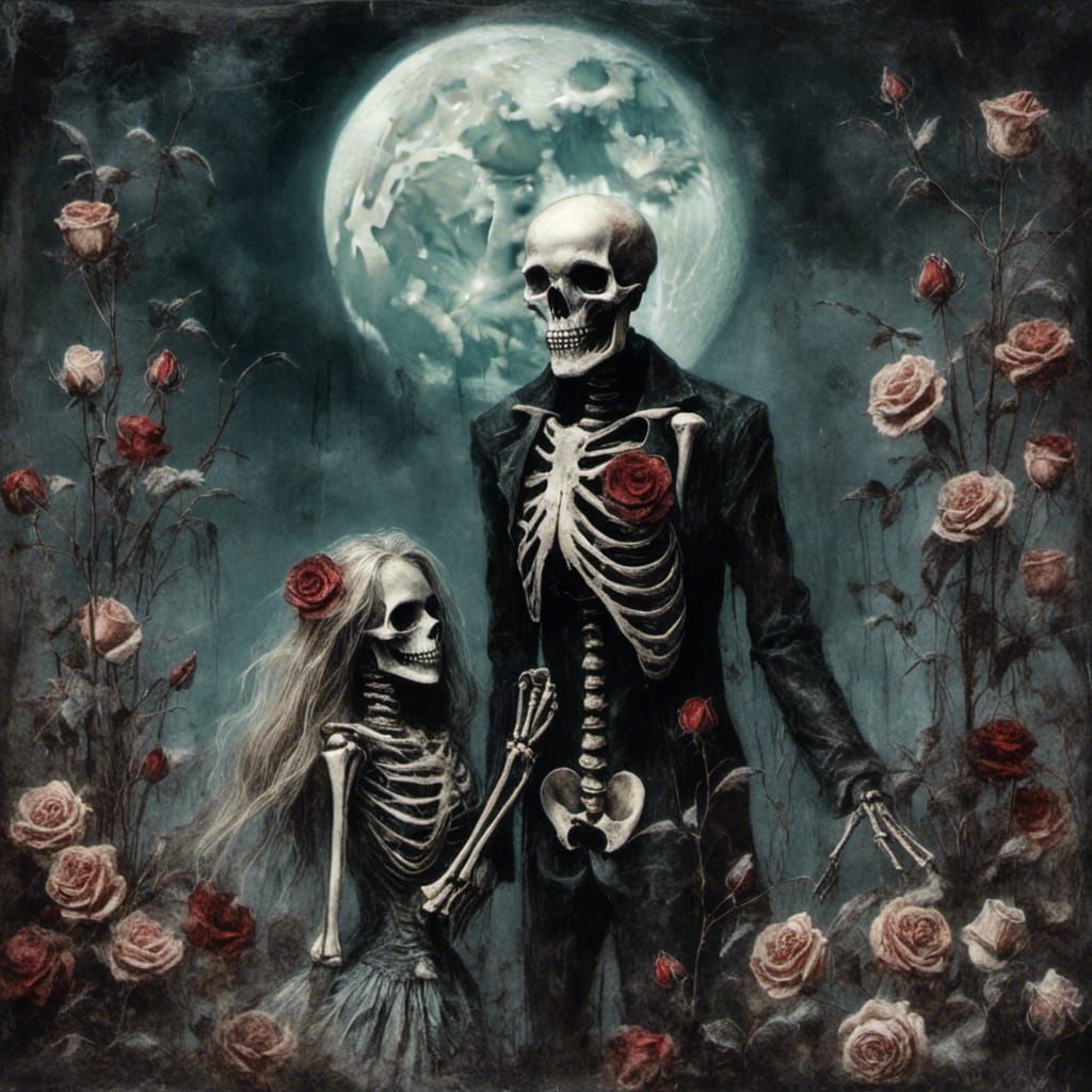 Skeleton Couple in Gothic Romanticism Style