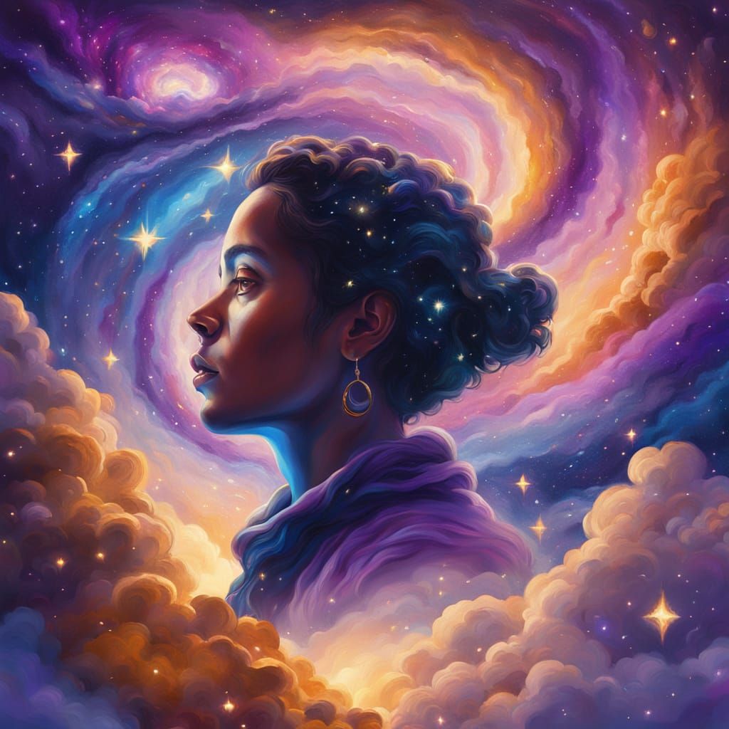 Surreal Galaxy Gaze in Vibrant Oil Painting