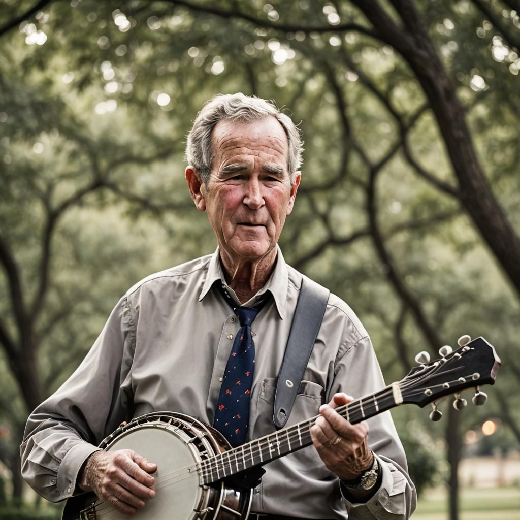 George Bush Sr. Banjo Portrait in Natural Light
