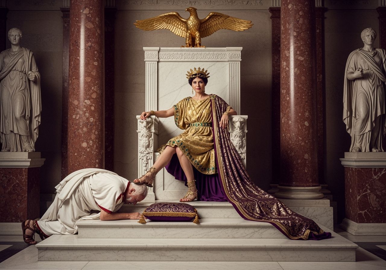 Empress Messalina on Emerald and Gold Throne