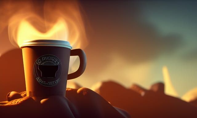 Steamy Coffee Cup Detailed Matte Painting