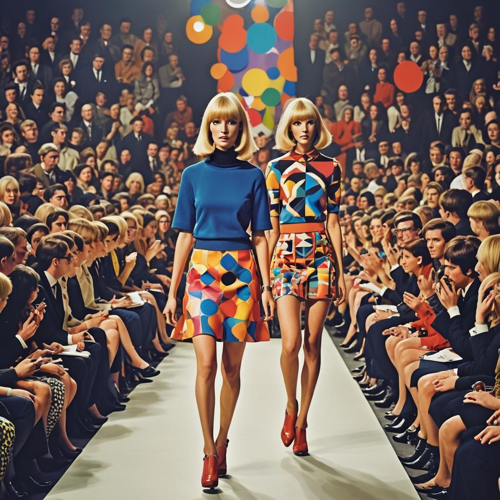 Vibrant Mod Fashion Photography on Runway Catwalk
