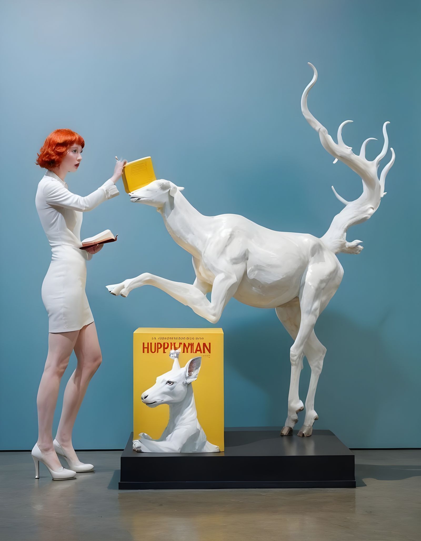 Hybrid Animal Sculpture in Gallery Setting