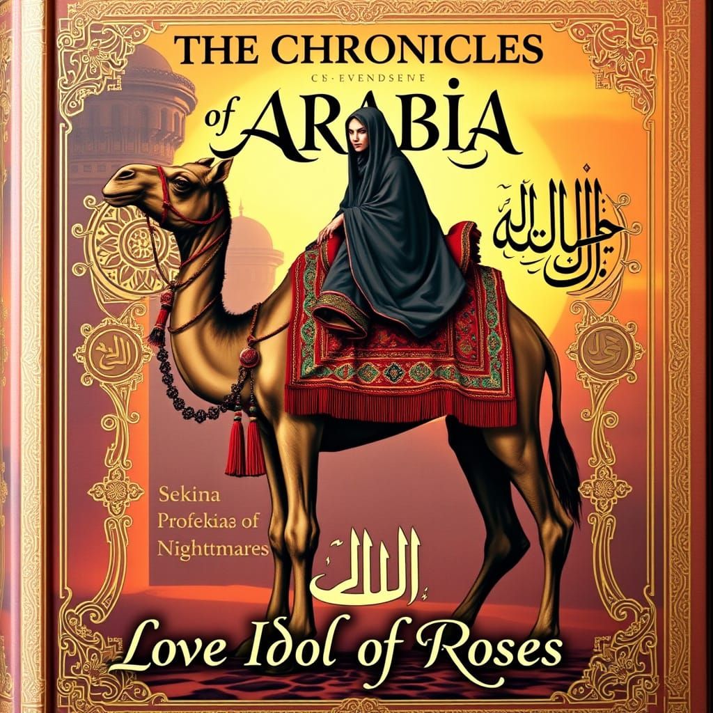 Epic Arabian Chronicles Book Cover with Golden Filigree and ...