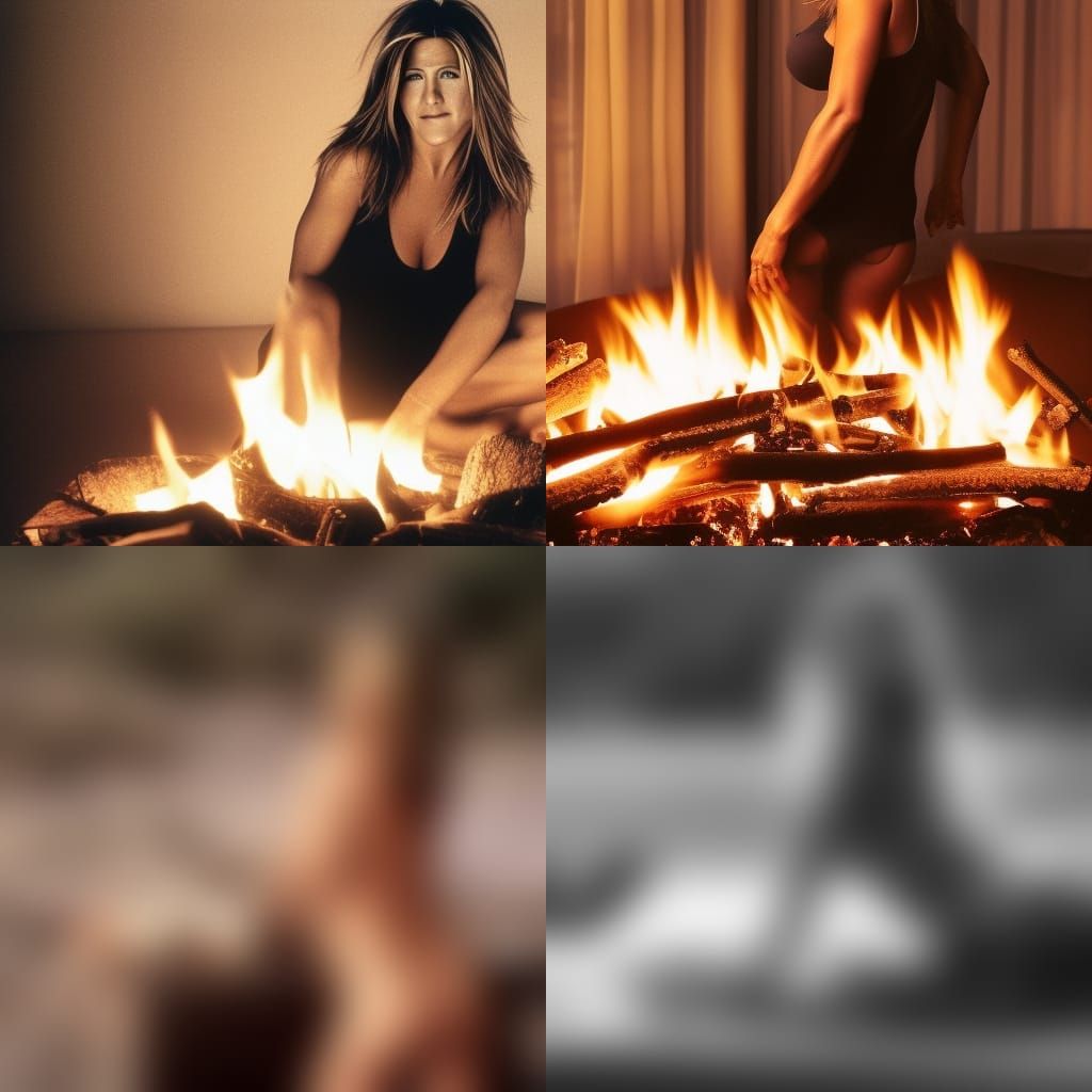 Nude Woman Warming by Fire: Professional Photography