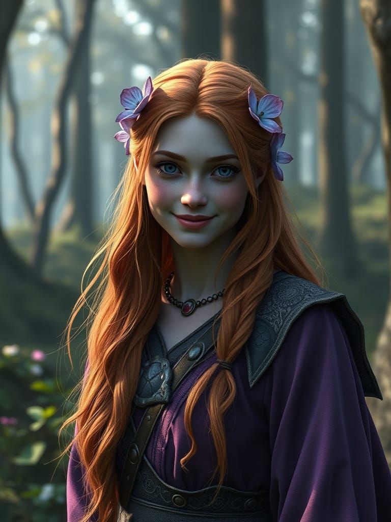 Viking Goddess in Purple Florals