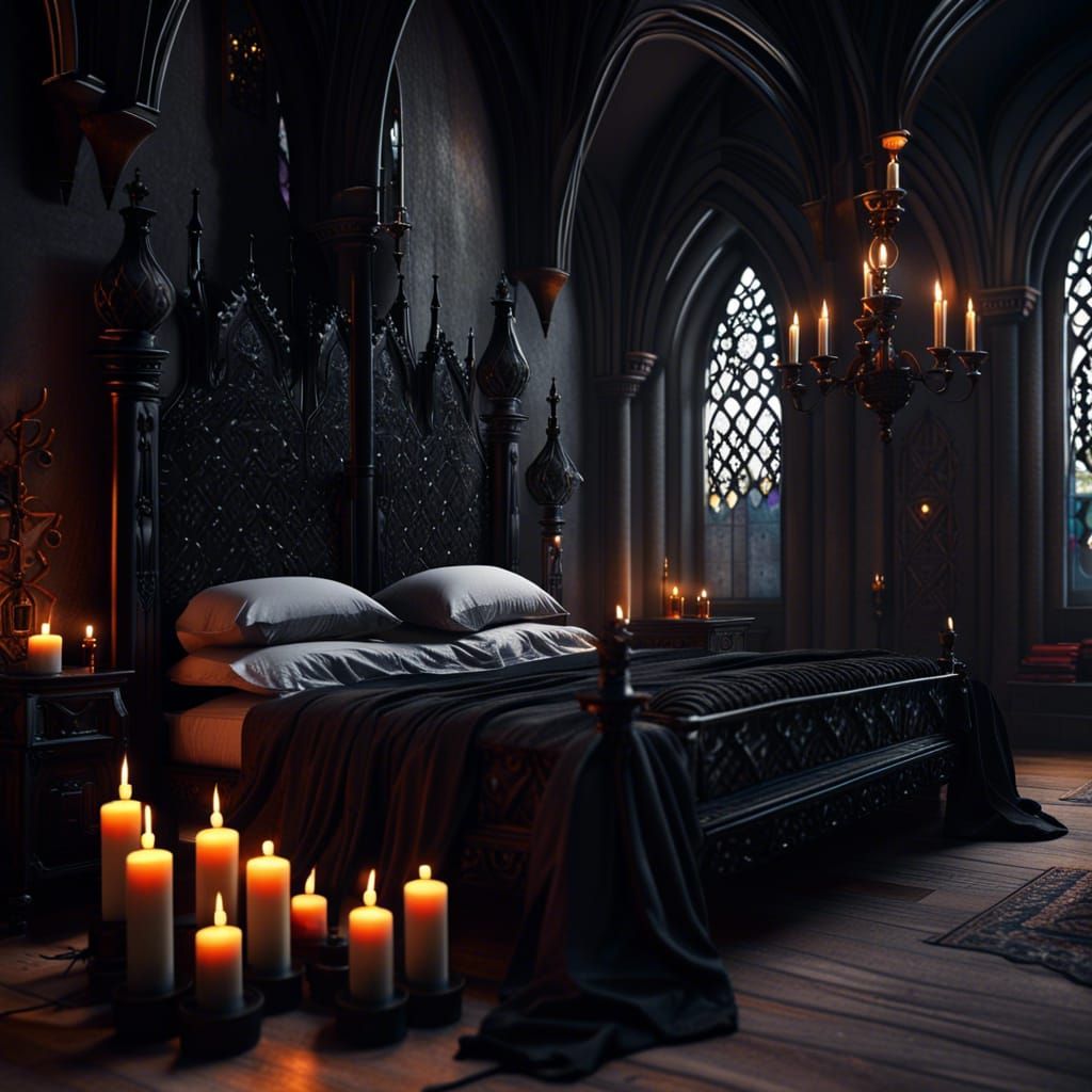 Gothic Medieval Bedroom with Candles, Unreal Engine