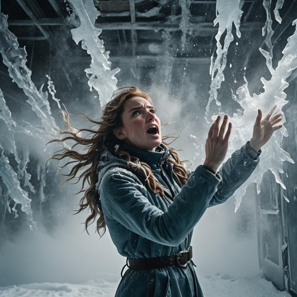 Iced Air Woman Emerging from Freezer Vent